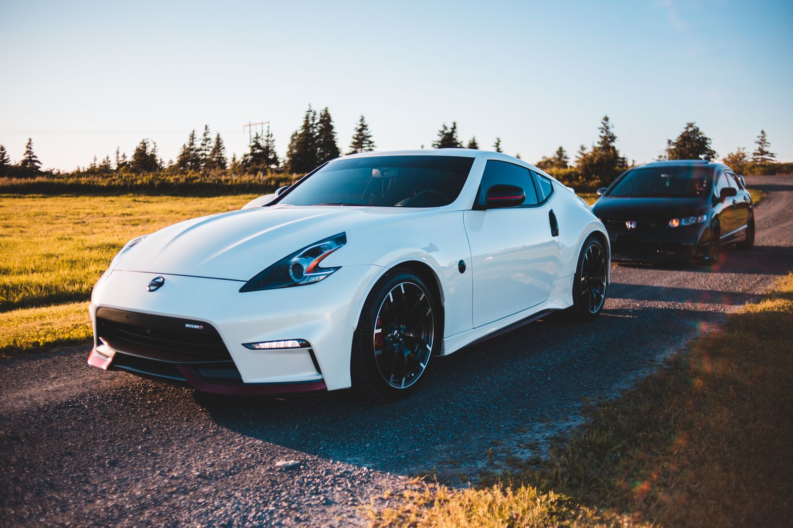 A sports car on an open country road